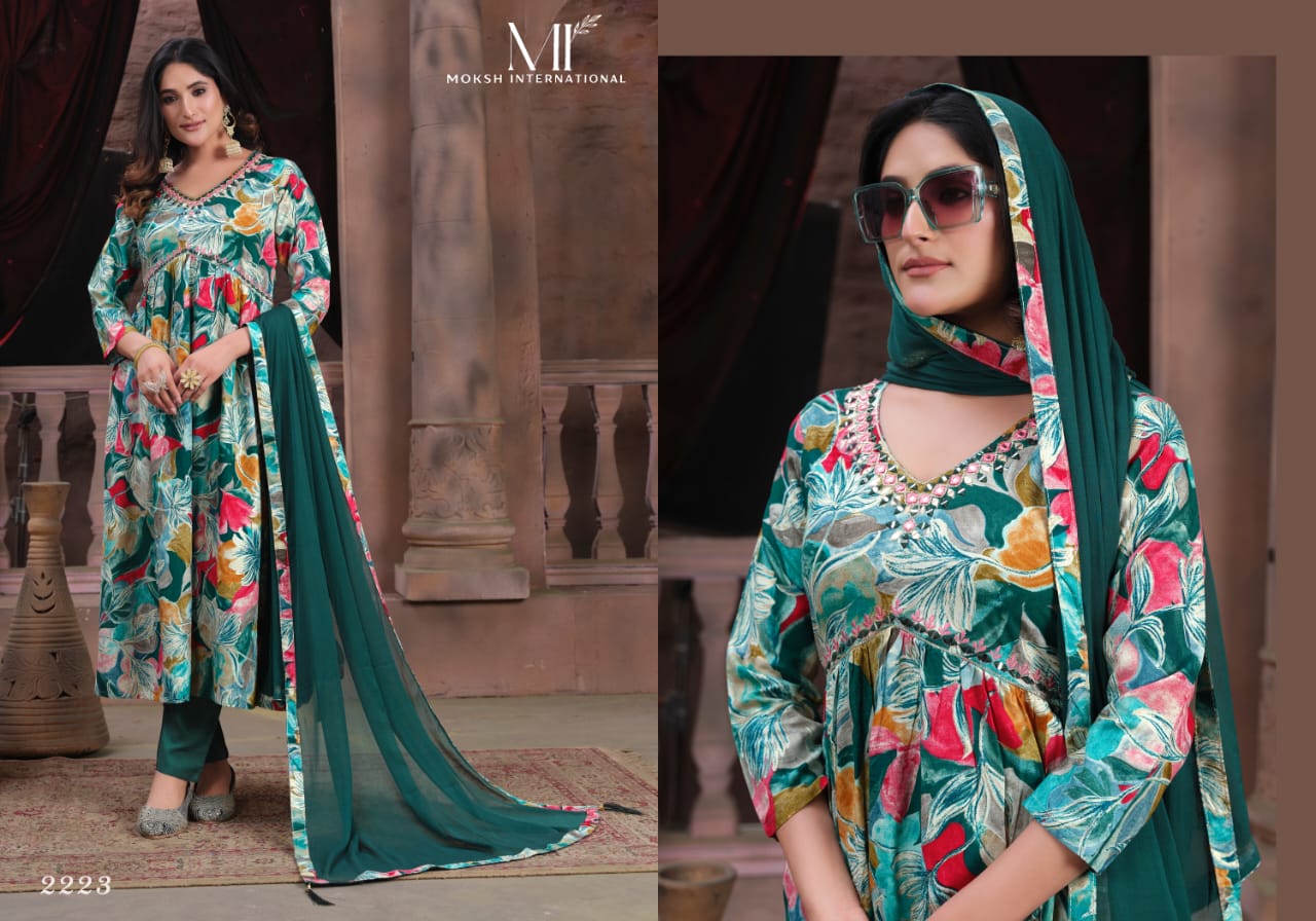Alia Vol 1 By Moksh Printed Rayon Alia Cut Kurti With Bottom Dupatta
